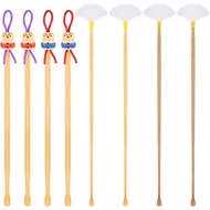 8 Pcs Bamboo Ear Picker Ear Cleaning Spoon Cute Doll Goose Feather Wood Pick Chinese Scraper Wax Rem
