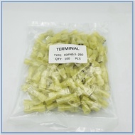 TYPE: FDFN5.5-250 หางปลาเสียบแอร์ตัวเมียแบบหุ้มเต็ม เหลืองขุ่นใส เข้าสาย 4-6mm² แพ็คละ 100ชิ้น