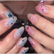 Gel Nails Pink And Blue Cute Glitter y2k