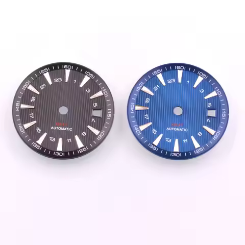 31mm No logo Arabic GMT Case Mod Parts Vertical Stripe Green Lume Watch Dial For ETA2836/DG2813/Miyo