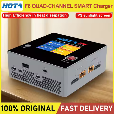 HOTA F6 QUAD-CHANNEL/P6 600W*2 SMART Charger 1000W 4*15A for Lipo LiIon NiMH Battery with Type-C iPh