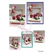 gubahan frame mas kahwin c/w bekas cincin(single ring)-red cream