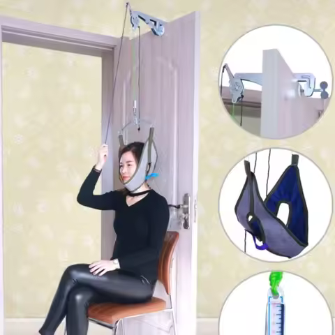 Cervical Traction Over Door Neck Massager Device Kit Stretcher Adjustable Chiropractic Back Head Mas