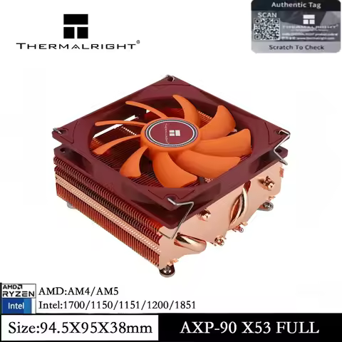 Thermalright AXP90-X53 FULL All Copper Low Profile CPU Cooler with 92mm PWM Fan for AMD AM4 AM5 Inte
