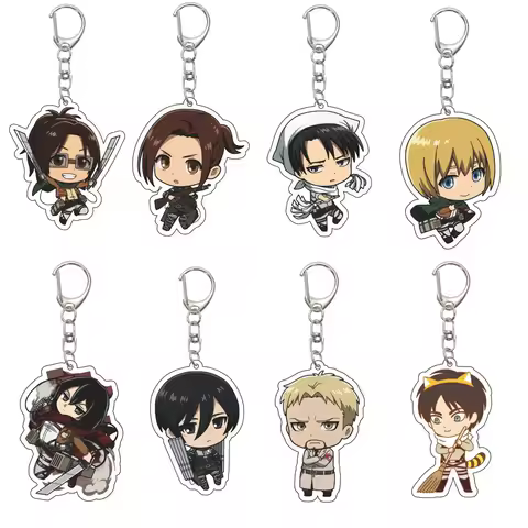 55MM Anime Attack on Titan Keychain Eren Jaeger Eren Jaeger Mikasa Ackerman Armin Arlert Hange Zoë K