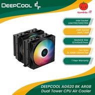 DEEPCOOL AG620 BK ARGB Dual Tower CPU Air Cooler - LGA1700/1200/115X/AM5/AM4