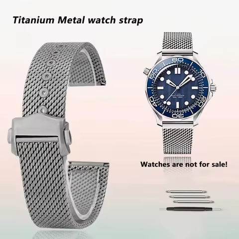 20mm High Quality Titanium metal Watchband Mesh Belt for Omega Seamaster 003 Man Bracelet Titanium S
