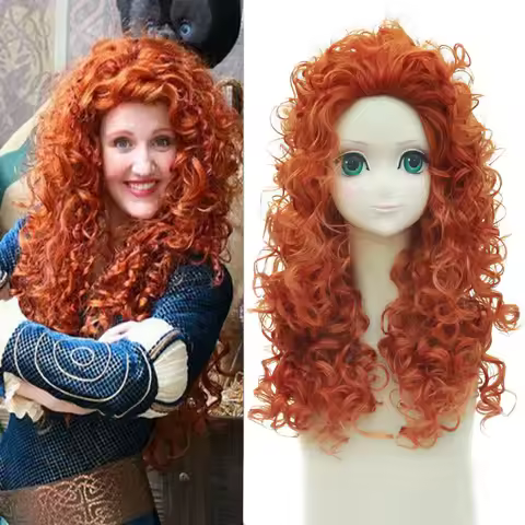Princess Brave Legend Merida Princess Orange Wool Curly Hair Cosplay Anime Wig Synthetic fiber wig