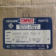 COMPACT ผ้าเบรค Nissan UD4 TC81-F 6รู  41039-90113 W.130 T.15 L.185MM. ลูกค้าจะได้รับ8ชิ้น