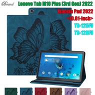 For Lenovo Xiaoxin Pad 2022 10.6 inch TB-128FU Tablet Protection Case Lenovo Tab M10 Plus (3rd Gen) 10.61" TB-125FU Fashion 3D Embossed Retro Big Butterfly Flip Wallet Leather Cover Stand Casing