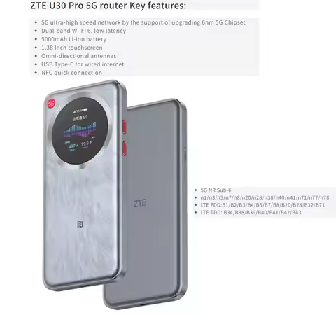 ZTE U30 Pro MU5358 5G Router Pocket WiFi6 Global Version 5000Mah 5G Mifi Portable Router 5G 4G LTE M