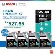 Bosch Premium X7 5W40 API SN Fully Synthetic Engine Oil  Minyak Hitam Enjin Kereta (4L X 4 BTL)