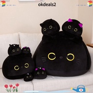 DEALSHOP Cuddly Pillow Cushion, Cuddly Round Ball Black Cat Plush Doll, Ins 4 Size Plushie Stuffed T