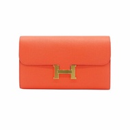 Hermes Constance Epsom牛皮金釦長夾(T5印度玫瑰粉)