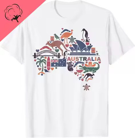 Travel Australia Map Sydney Australian Vacation Souvenir Cotton Tee Casual Streetwear Vintage Clothe