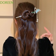 DOREEN Butterfly Hair Stick, Imitation Pearl Cheongsam Hanfu Butterfly Headwear, Elegant Hair Chopsticks Hair Accessories Hair Sticks for Buns Butterfly Hanfu Hairpin Party