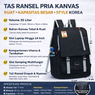 17 Inch Waterproof Canvas Men's Backpack | 14 Inch Laptop Backpack 35L Capacity Korean Style Premium