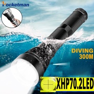 70000LM IPX8 XHP70.2 Powerful LED Diving Flashlight Underwater XHP70 XHP50 Scuba Flashlight Waterpro