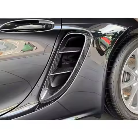 For Porsche 718 Cayman Boxster Dry Carbon Fiber 2PC Set Auto Fender Side Air Vent Side Wind Knife Ou