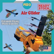 Children Kids Air Glider Catapult Plane Gun Toy Permainan Pistol Lastik Kapal Terbang Kanak Kanak Budak Tahan Lasak