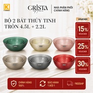SET OF 2 ROUND GLASS BOWL 4.5L + 2.2L CRISTA HOME MS 60228 - GLORIOUSLY BEAUTY FOR ALL FAMILY MEALS