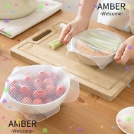 AMBER 4Pcs/set Fresh Keeping Lids, Silicone Fresh Keeping Food Cover, Durable Reusable Stretch Cover Vacuum Wrap Seal Food Container Lids Kitchen