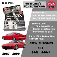 NGK Premium RX Spark Plug - BMW E31 8 Series 840i 840ci V8 4.0L M60B40 4.4L M62B44 DOHC 32V N.A ( 19
