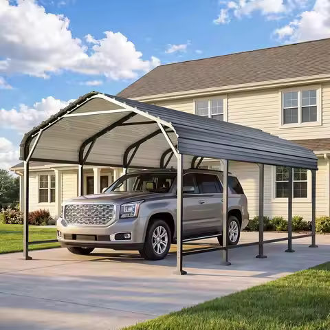 Aoxun 12x20 Metal Carport Heavy Duty Car Garage With Galvanized Roof Reinforced Frame Car Tent Garag