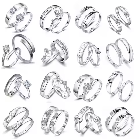 S925 Silver Open Ring Silver Jewelry Open Couple Ring Female Mozambican Diamond Wedding Diamond Livi