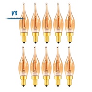 10 Pcs Dimmable C22 LED Filament Bulb E12 0.5W Amber Decorative Night Light Candle Light Ampoule Can