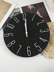 1只12英寸無聲掃描時鐘運動掛鐘,經典北歐風格,黑色背景和白色數字的塑料框架,創意3d數字石英鐘,適用於家居裝飾