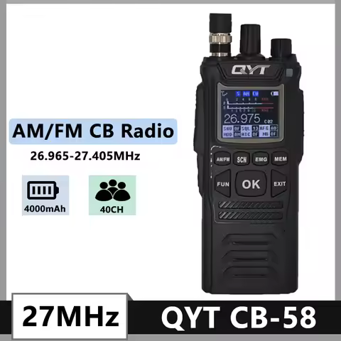 Cb Radio 27Mhz Walkie Talkie Qyt Am/Fm 26.965-27.405Mhz 40 Channels 4100Mah Citizen Band Radio Handh