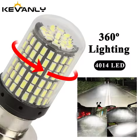1pc BA20D P15D Motorcycle Headlight H6M H4 4014 144SMD Bulb H6 LED Scooter Light Hi-Lo Beam Light La