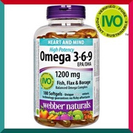Webber Naturals - 維柏健健心奧米加 3-6-9 亞麻籽 魚油和玻璃苣油 (1200 毫克) 180 粒軟膠囊 (參考效期: 09/2028*)