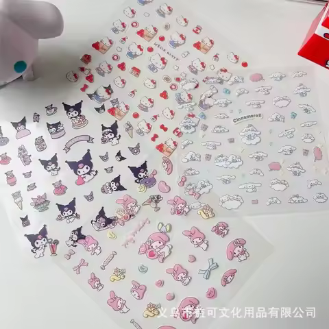 4pcs Cute Transparent Kulome Hello Kitty Melody Waterproof Kids Stickers