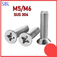 [SS-HX] 304 Stainless Steel Phillips Flat Head Screw Countersunk Head Screw M5/M6