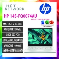 [ HP NEW MODEL ] HP LAPTOP 14S-FQ0074AU SILVER (RYZEN 3-4300U, 4GB RAM, 512GB SSD, AMD, WIN10,  OFFI