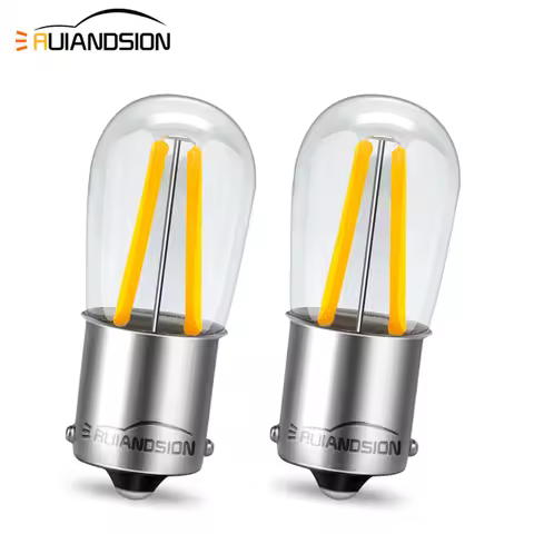 2Pcs Car Accessory BA15D 1156 BA15S P21W Signal Light LED 2 Filamento AC/DC 6V For Brake Warning Rev