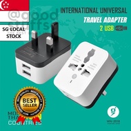 [SG FREE 🚚] UK Plug Adapter with Dual USB 5V 2A Multifunction 10A Universal To EU US UK AU Conversio