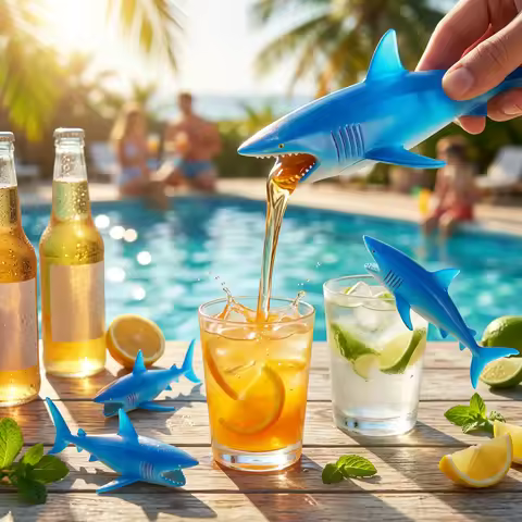 16Pcs PVC Shark for Drinking Reusable Hollow Shark Decor Filled Flavor Syrup for Cocktail Lemonade f