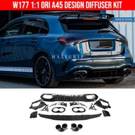 Mercedes Benz W177 A45 Rear diffuser AMG diffuser kit exhaust tips A200 A250 A35 W177 bumper accesso