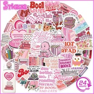 50PCS Book Stickers Bookish Pink Vinyl Waterproof Decals for Laptop IPAD Ebook Reader Water Bottle G