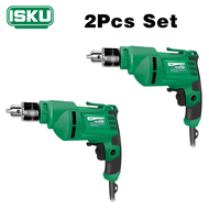 ISKU Mesin Bor Listrik 10mm Electric Drill Bor Beton Kayu Besi Tembok Bor Listrik Impact Drill