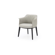 DESIGN & DECOR DESIGN DECOR เก้าอี้ไม้เบาะหนัง รุ่น Haven สีเทา (63x56x76 ซม.)