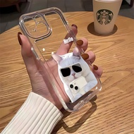 Sunglasses Cat Space Phone Case For iPhone 7 8 Plus XS MAX X XR 14 Pro Max 11 12 13 15 Pro Max SE 2020 Cover Shockproof Clear