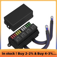 12V Fuse Relay Box Pre-Wired Fuse and Relay Box with 4 Relay 12 Way ATC/ATO Fuses Sealed 12V Relay F