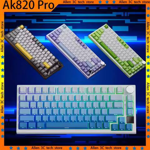 Ajazz Ak820 Pro Mechanical Keyboard Wireless Bluetooth Wired Three-Mode RGB Multifunctional Knob Hot