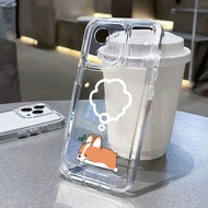 For iPhone 7 8 Plus X XS Max XR 11 12 13 14 pro max Cute dog Transparent TPU Fine Hole Phone Case