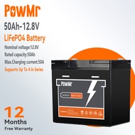 PowMr 12.8V 50AH 4000 Life Cycles LiFePO4 Rechargeable Lithium Battery BMS Protection Mini Lithium I