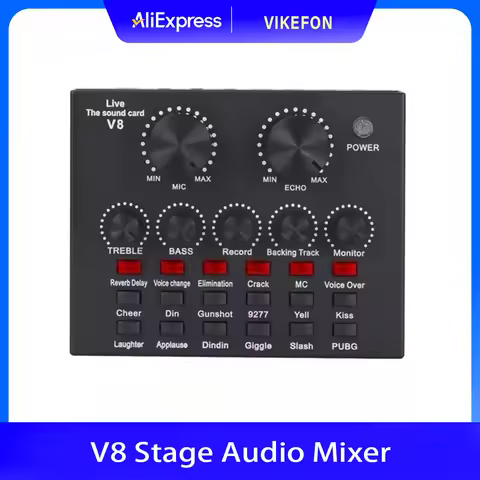 V8 V8S Audio Mixer USB External Headset Microphone Webcast Personal Live Broadcast Sound Card For Ph